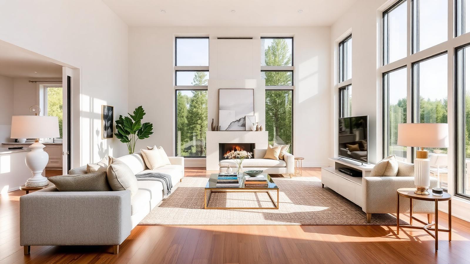 Bright, elegantly styled living room in a South Carolina home
